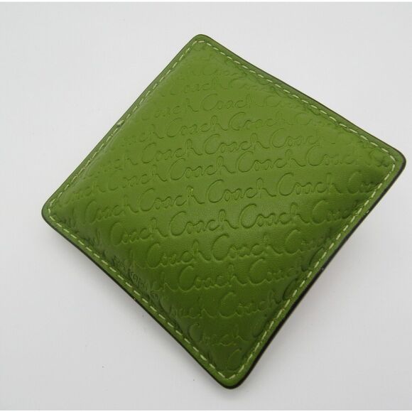 Beautiful Coach Square Flower Leather Beanbag Paperweight  Pink/Green - Picture 3 of 3